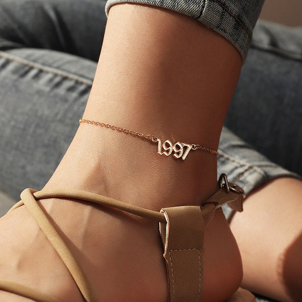 Stylish and Simple Popular Year Numbers Anklet