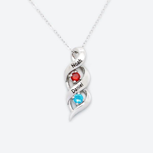 Personalized Mother Necklace Cascading Pendant with 2 Birthstones Mother's Day