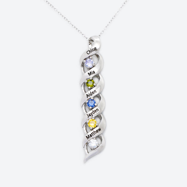 Personalized Mother Necklace Cascading Pendant with 5 Birthstones Mother's Day
