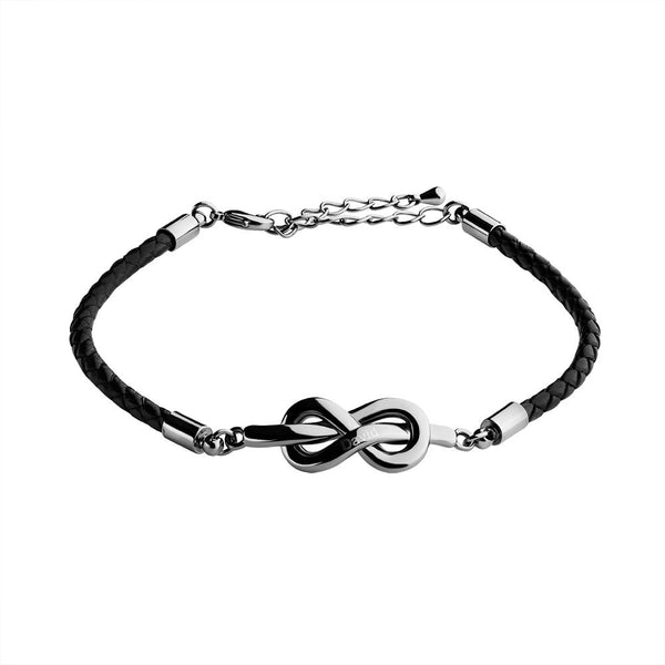 Leather Braided Bracelet Men's Character Eight Knot Black Leather Rope Father's Day Gift