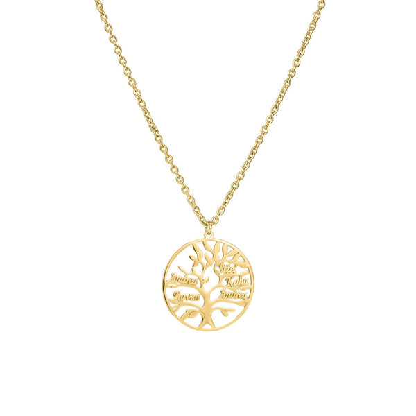 Personalized Name Necklace with Family Tree of Life Pendant Necklace for 5 Family names