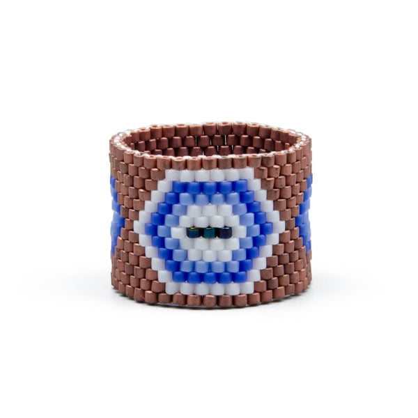 Simple Bohemian Style Handwoven Beaded Colorful Block Ring
