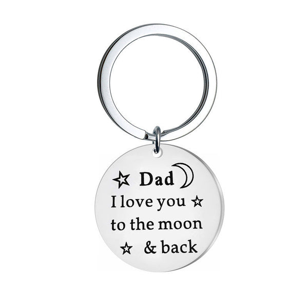 Keychain Gift For Dad-I love You To The Moon & Black