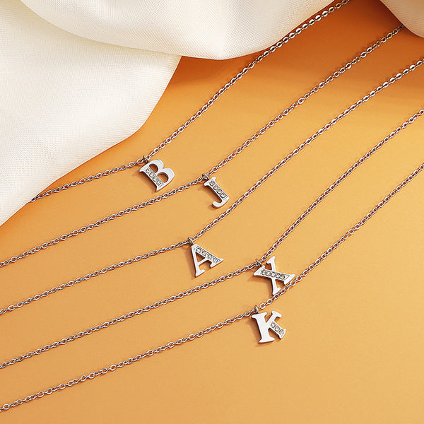 Sparkling Alphabet Pendant Necklace - Minimalist Jewelry for Women with 26 Letter Options