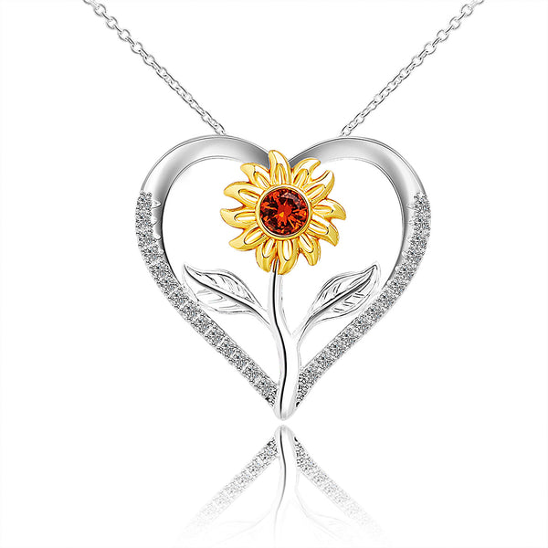 Sunflower Necklace Gifts For Women With Heart Pendant Jewelry