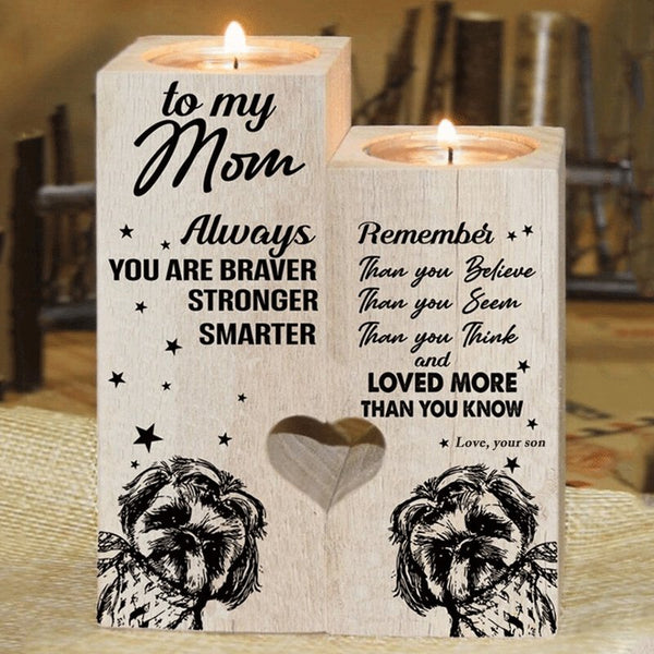 Son to Mom-Always Remember You Are Loved More Than You Know -Heart Candle Holder