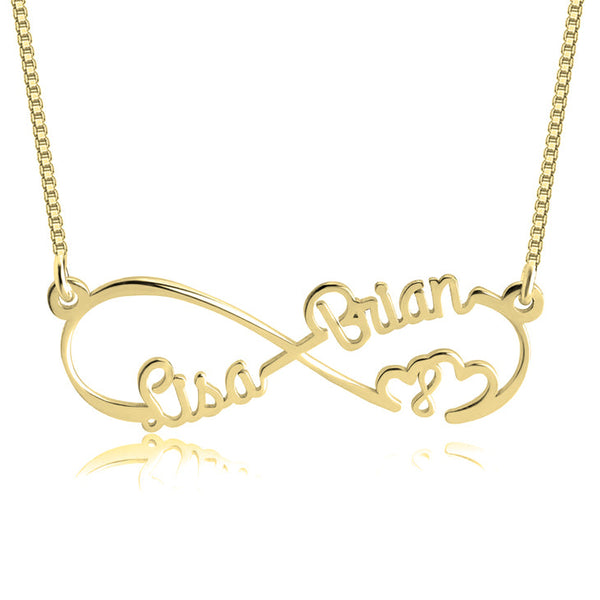 Customize Heart Shaped Infinity Necklace Couple Double Name Necklace