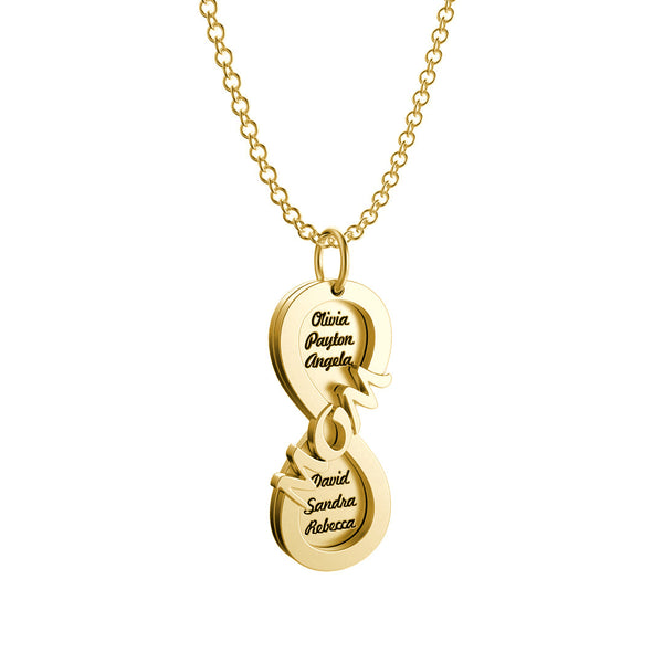 Geschenk für Ihre MOM-Personalisierte 6-Namen-Unendlichkeitssymbol-Halskette