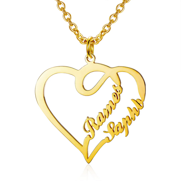 Custom Two Name Necklace with Overlapping Heart