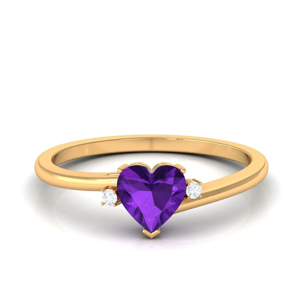 Simple Amethyst and Moissanite Engagement Ring, Anniversary Gift