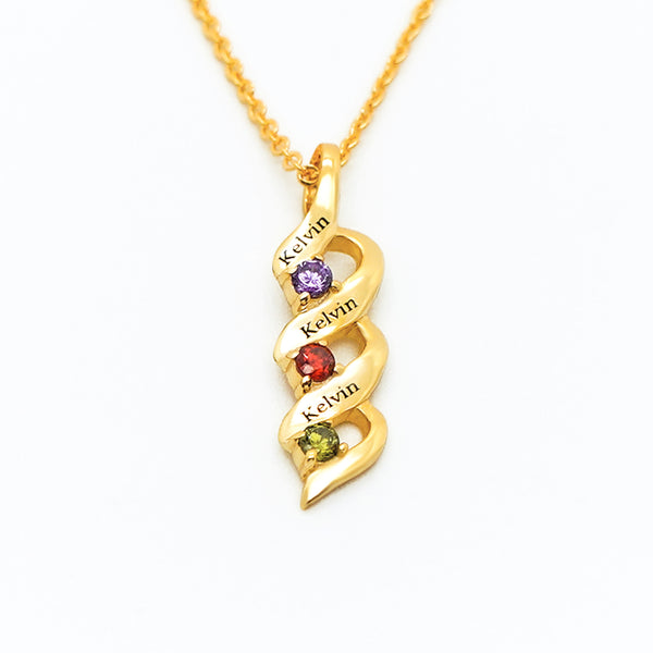 Personalized Mother Necklace Cascading Pendant with 3 Birthstones Mother's Day style 2