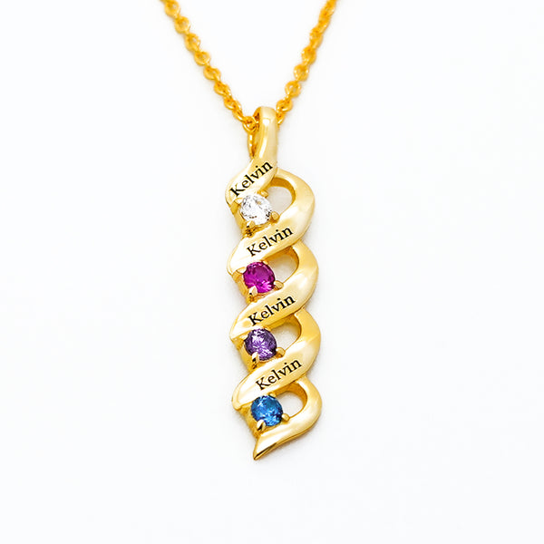 Personalized Mother Necklace Cascading Pendant with 4 Birthstones Mother's Day style 2