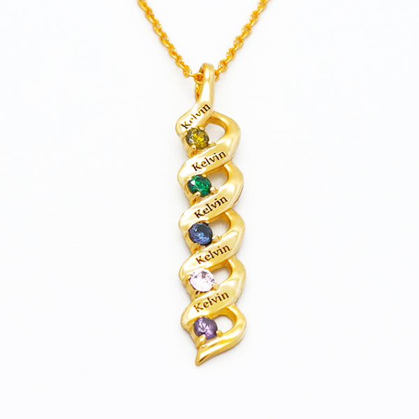 Personalized Mother Necklace Cascading Pendant with 5 Birthstones Mother's Day style 2