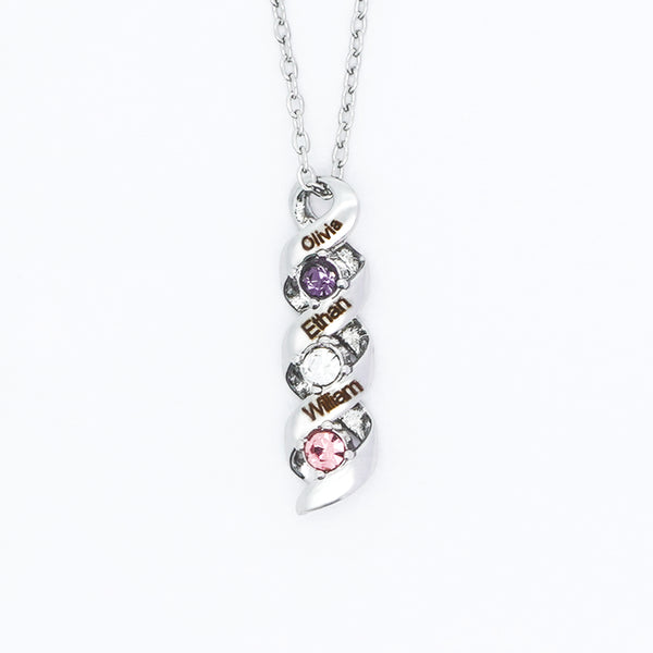 Personalized Mother Necklace Cascading Pendant with 3 Birthstones Mother's Day Style 3
