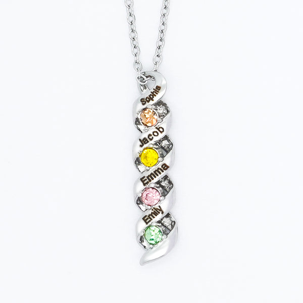 Personalized Mother Necklace Cascading Pendant with 4 Birthstones Mother's Day Style 3