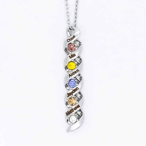 Personalized Mother Necklace Cascading Pendant with 5 Birthstones Mother's Day Style 3