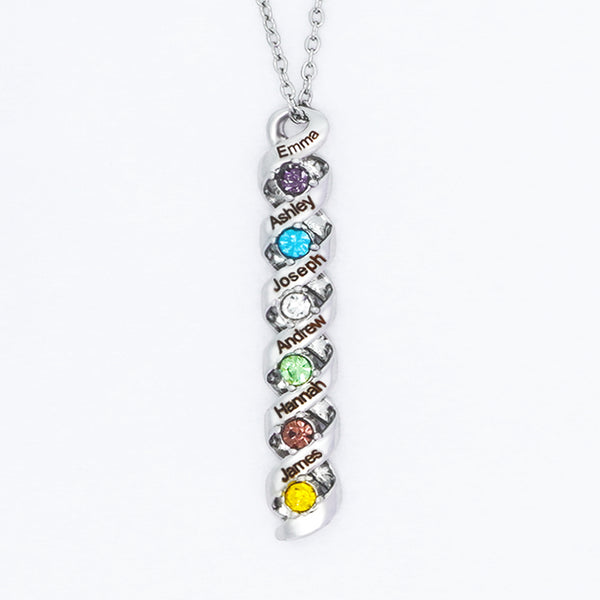 Personalized Mother Necklace Cascading Pendant with 6 Birthstones Mother's Day Style 3