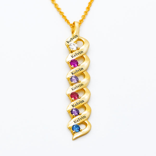 Personalized Mother Necklace Cascading Pendant with 6 Birthstones Mother's Day