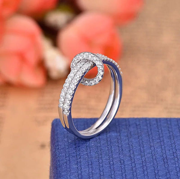 Sparkly Minimalist Double Line Paved With Sliding Hoop Ring Encrusted Gemstones