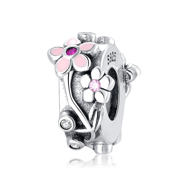 Wow Charms 925 Sterling Silver | Charms Flower Zircon Beads | Charms fit for Pandora Bracelets