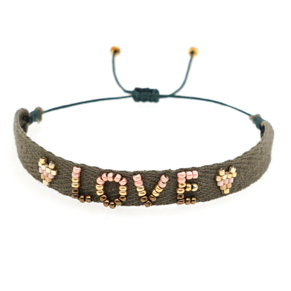 Folk-Custom LOVE Alphabet Beaded Heart Bracelet