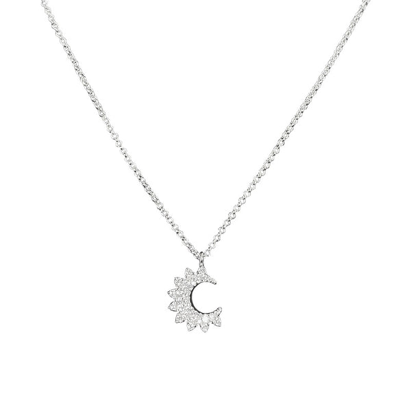 Sparkly Silver 925 Trendy Moon Design Necklace