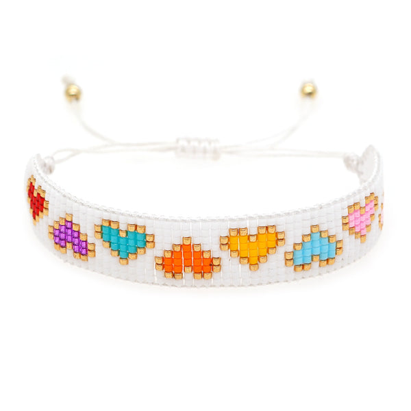 Heart Rice Bead Mosaic Painting Bracelet For Her