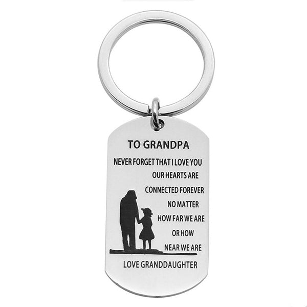 Keychain Gift To Grandpa- Never Forget That I Love You, Our Hearts Are Connected Forever. No Matter How Far We Are Or How Near We Are