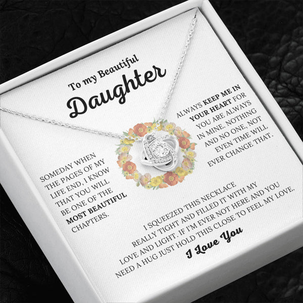 To My Beautiful Daughter Love Knot Necklace “ I Love You Forever " Emotional Gifts