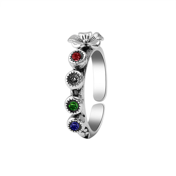Custom Gifts for Mother Personalized Adjustable Open Mothers Rings with 4 Birthstones