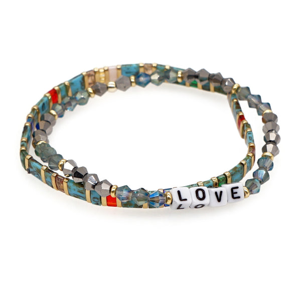LOVE Letters Acrylic Beaded Bracelet  Double Set For Her Style 2