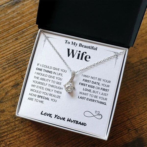 To My Wife I LOVE YOU MORE Alluring Beauty Necklace Set Romantic Gift