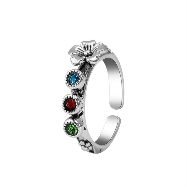Custom Gifts for Mother Personalized Adjustable Open Mothers Rings with 3 Birthstones
