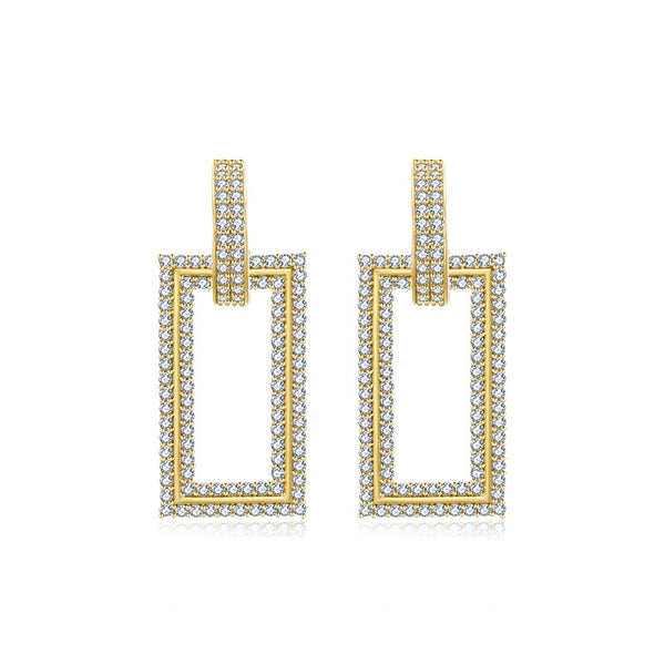 Geometric Design Square Frame Shimmer Earrings