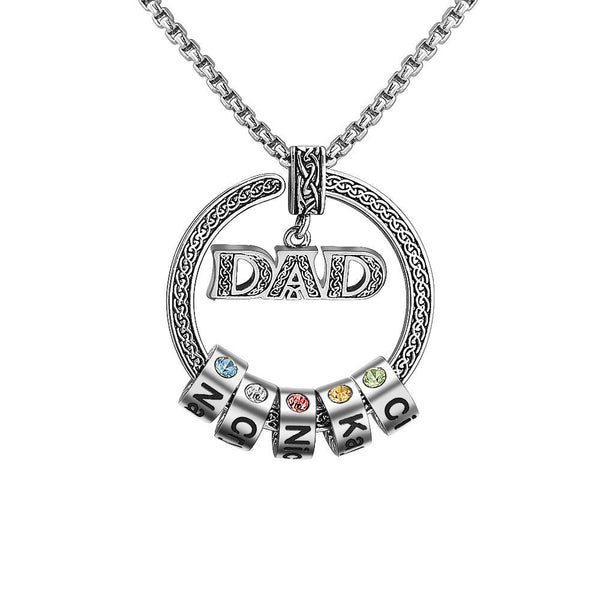Personalized Name Necklace for Men Dad Necklace Engraved Initial Name Beads Charm Necklace for Men Customized Family Names Necklace for Dad Grandfather Birthday