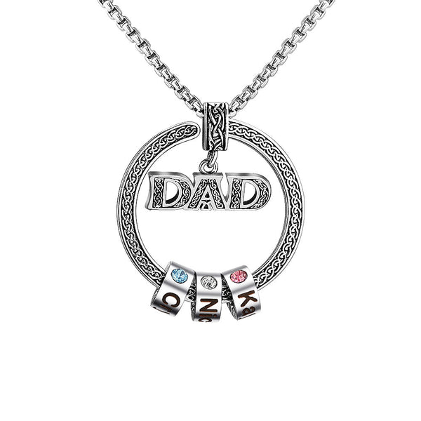 Personalisierte Namenskette für Männer Papa Halskette Gravierte Anfangsnamen Perlen Charm Halskette für Männer Individuelle Familiennamen Halskette für Papa Großvater Geburtstag 