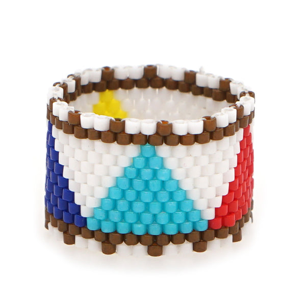 Simple Bohemian Style Handwoven Beaded Triangle Color Block Ring