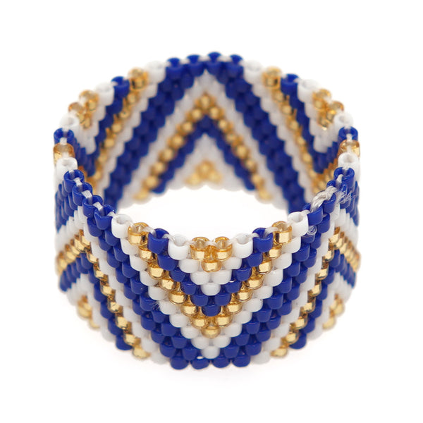 Wavy Triangular Beads Braided Ring