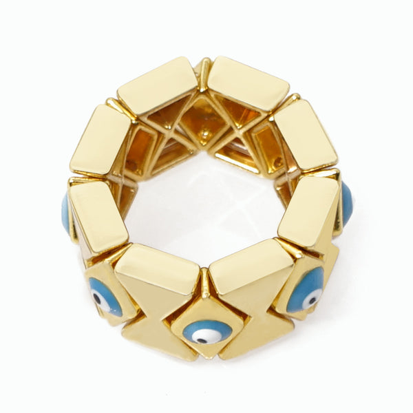 Ethnic geometric color trend all-match ring