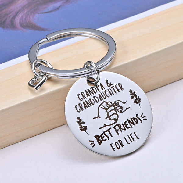 Keychain Gift To Grandpa- Grandpa & Granddaughter Best Friends For Life