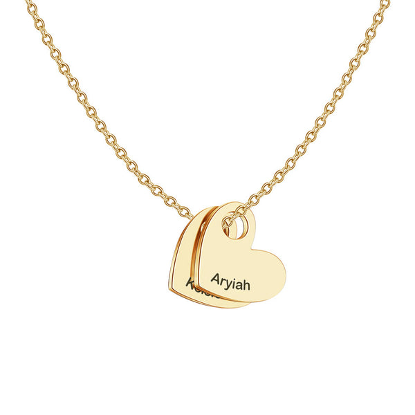 Custom Heart Shape Name Necklace with 2 names