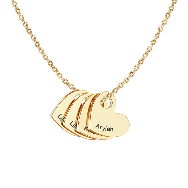 Custom Heart Shape Name Necklace with 4 names
