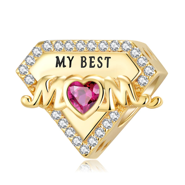 Personalized Charm - Triangle 12 Month Birthstones Pendant Set " My Best Mom"