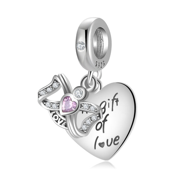 The Gift Of Love Charm Fits Pandora Bracelets, 925 Sterling Silver, Love Jewelry, Engagement Jewelry Gift, Anniversary Jewelry Gift