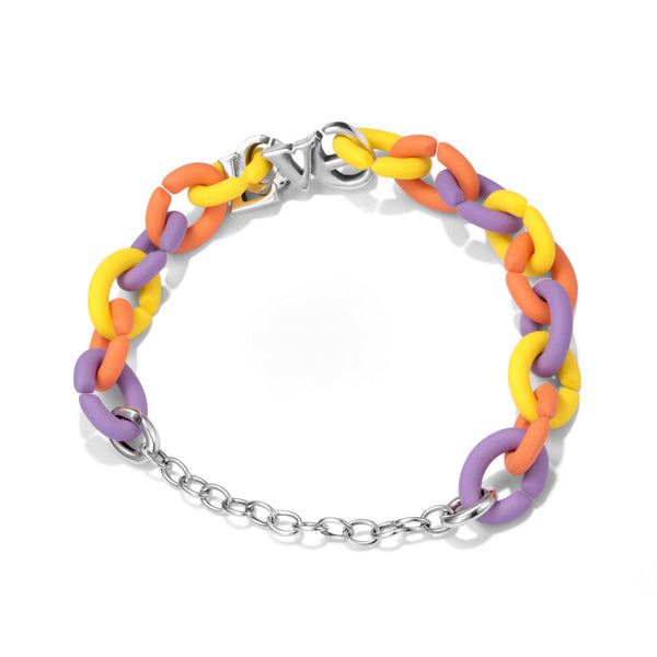 Colorful Beaded Bracelet 925 Sterling Silver Accessories Rubber X Bracelet With " Love " Letter