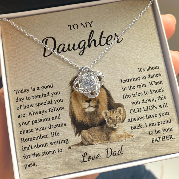 To My Daughter Love Knot Necklace Gift Set" I Am Proud To Be Your Father"