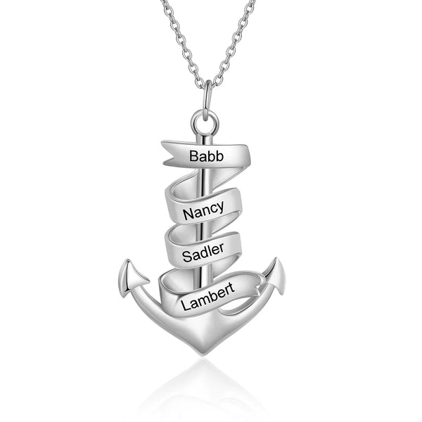 Anchor Necklace For Women with 4 Names