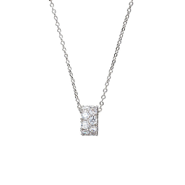 Sparkly Minimalist Double Row Square Zirconia Ring Encrusted Gemstones Necklace