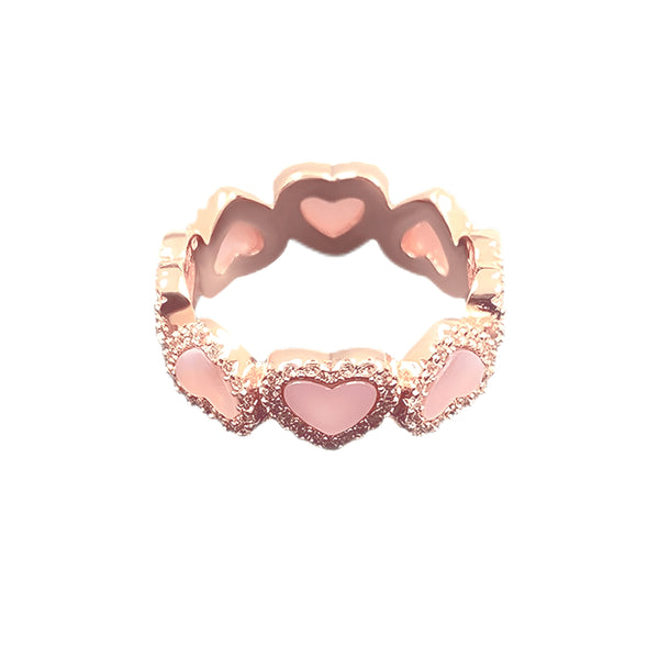 Pink Nacre Full Heart Ring 925 Silver