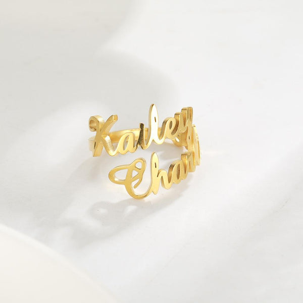 Engraving Personalized Special Double Name Ring for Lovers
